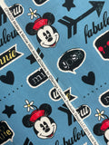 2 1/2 YD Quilting Cotton - Light Blue with Mickey and Minnie Mouse