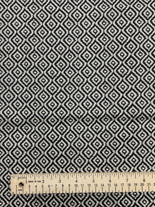 2019 1 YD Cotton - Black and Beige Concentric Diamonds