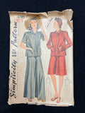 1941 Simplicity 3785 Sewing Pattern - Shirt, Wide Leg Pants and Shorts