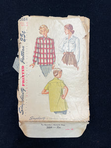 1948 Simplicity 2684 Sewing Pattern - Blouses