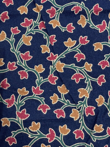 1 1/8 YD Cotton Flannel Vintage - Navy Blue with Flowers