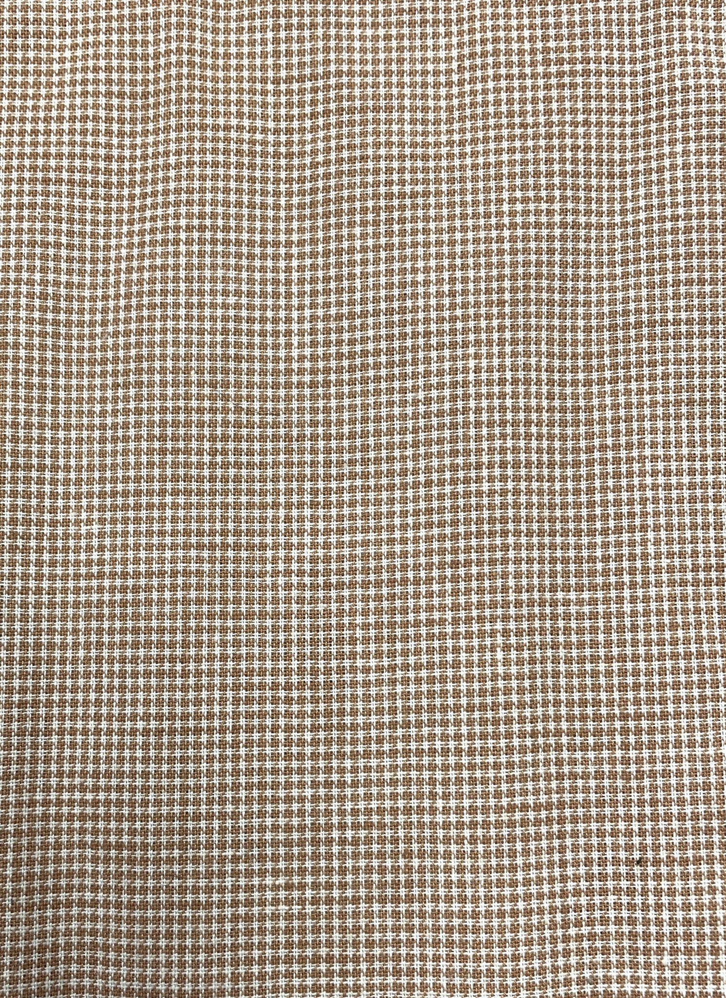 Cotton Yarn-Dyed Mini Houndstooth - Taupe and White