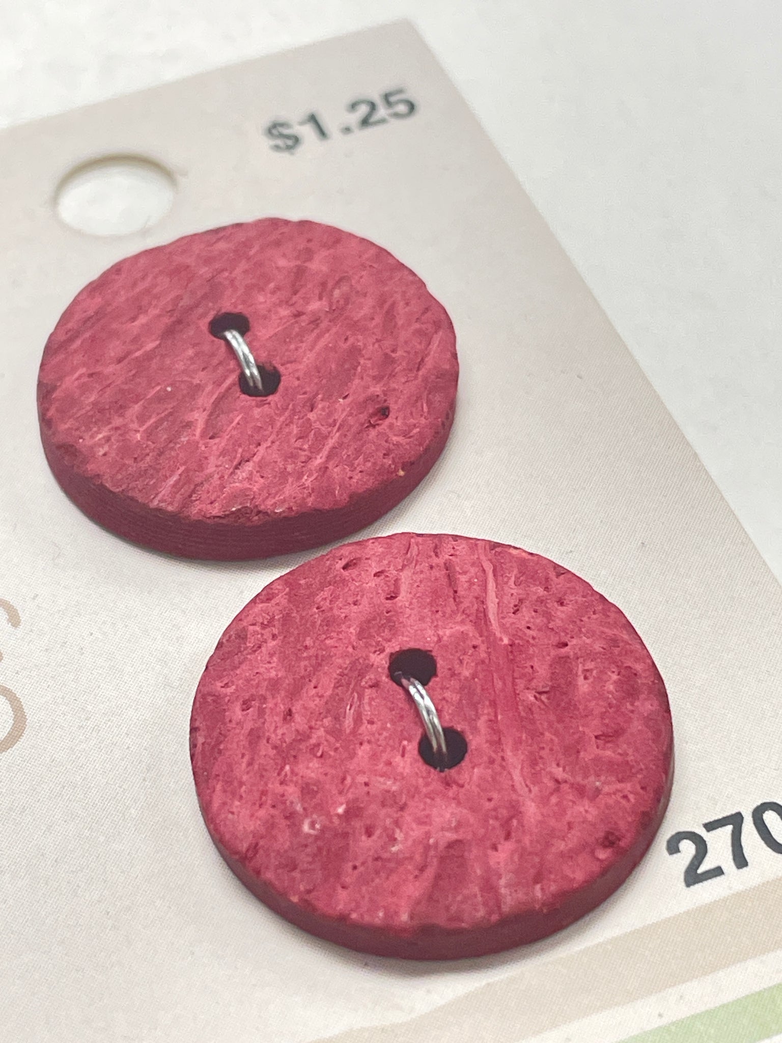 Button Coconut Set of 2 - Muted Red