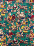 1 1/3 YD Quilting Cotton - Teddy Bears on Dark Green Background