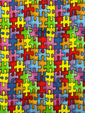 7/8 YD Quilting Cotton Remnant - Brightly Colored Jigsaw Puzzle Pieces