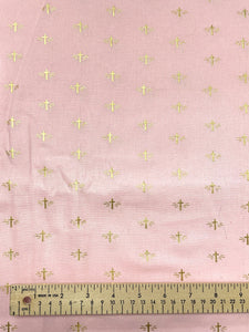 3 YD Quilting Cotton - Pink with Metallic Gold Crosses