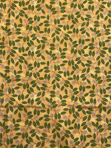 1 1/4 YD Cotton Flannel - Mottled Dark Yellow with Holly