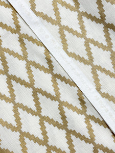 1 YD Quilting Cotton - Light Beige with Metallic Gold Lattice