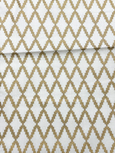 1 YD Quilting Cotton - Light Beige with Metallic Gold Lattice