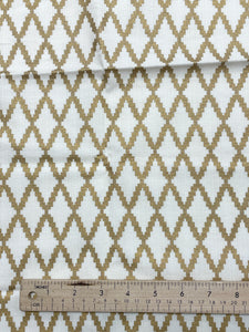 1 YD Quilting Cotton - Light Beige with Metallic Gold Lattice