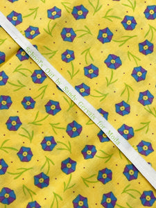 2 YD Quilting Cotton - Yellow with Morning Glory Flowers