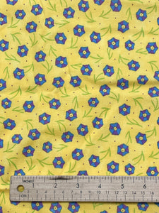 2 YD Quilting Cotton - Yellow with Morning Glory Flowers