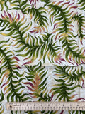 1 1/8 YD Quilting Cotton - Mottled Off White Background with Green Tropical Leaves