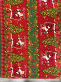 4 3/8 YD Polyester with 2 Borders - Red with Santa and "Feliz Navidad"