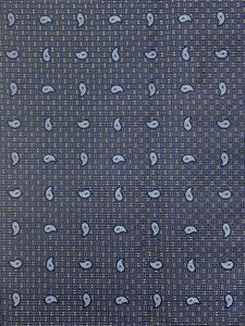 2 7/8 YD Silk - Blue, Black and Light Gray Plaid with Blue Paisley