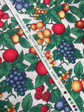 2 5/8 YD Quilting Cotton Vintage - White with Fruit and Green Leaves