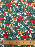 2 5/8 YD Quilting Cotton Vintage - White with Fruit and Green Leaves