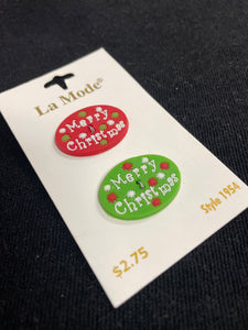 Buttons Flexible Silicone Set of 2 - Red and Green "Merry Christmas"