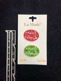 Buttons Flexible Silicone Set of 2 - Red and Green "Merry Christmas"