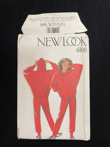 1980s New Look 6800 Sewing Pattern - Sweatshirt and Sweatpants FACTORY FOLDED