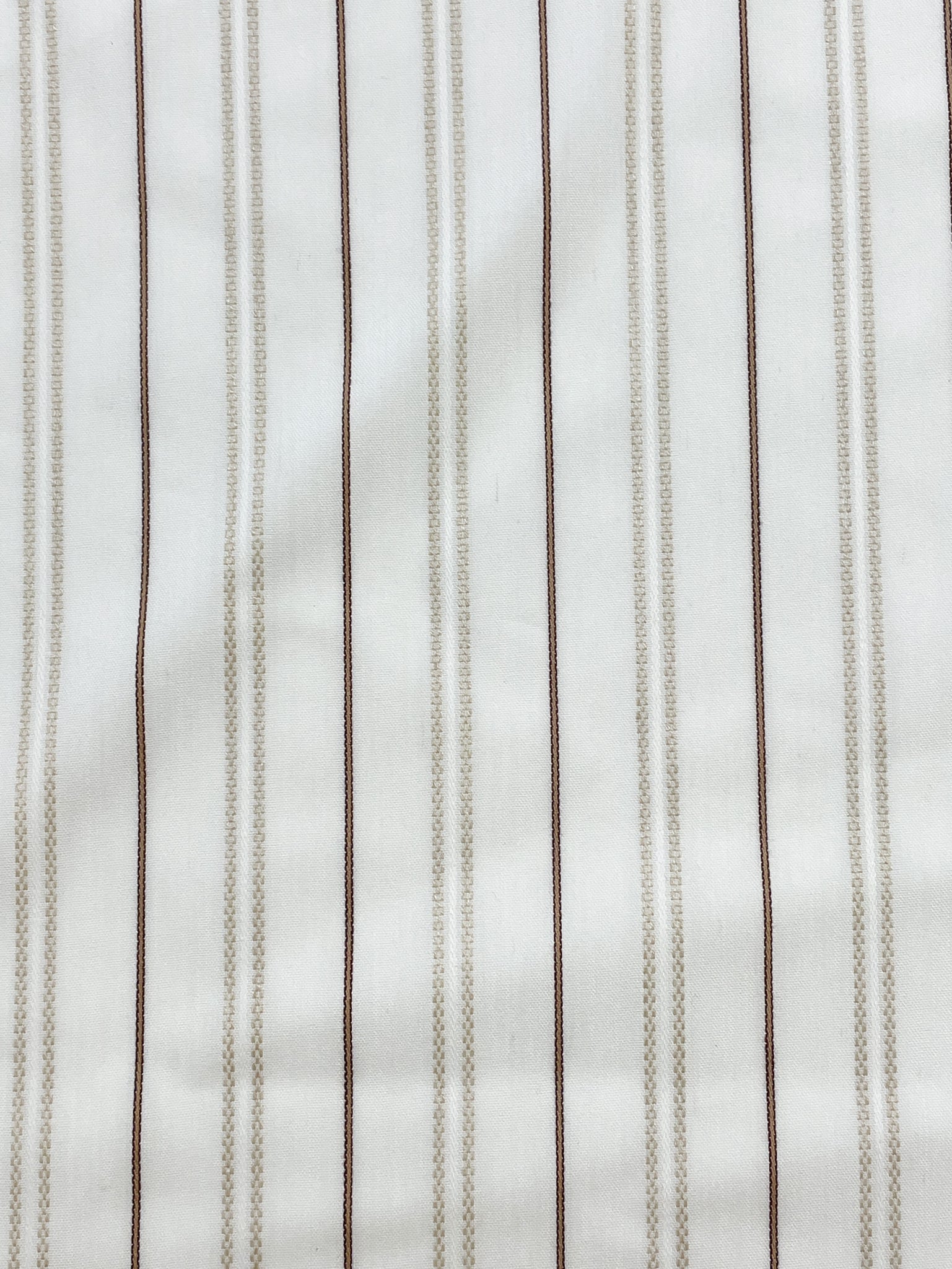 2 7/8 YD Polyester Shirting Vintage - Off White with Brown and Beige Yarn-Dyed Stripes