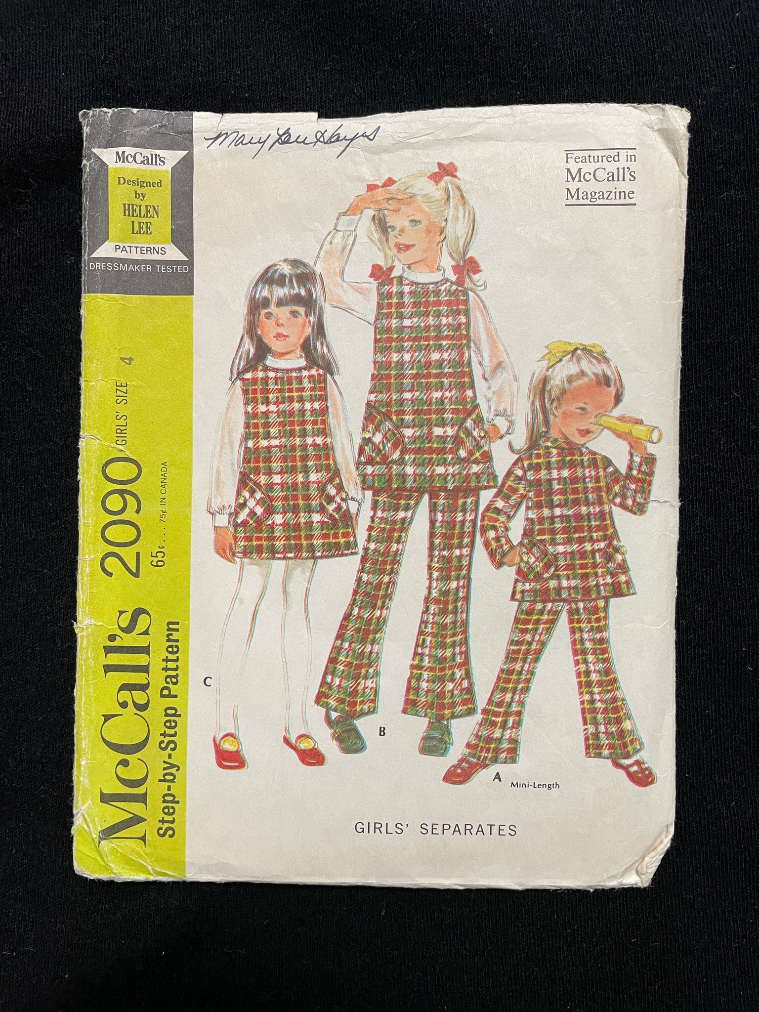 1969 McCall's 2090 Sewing Pattern - Child's Blouse, Jumper Dress and Pants