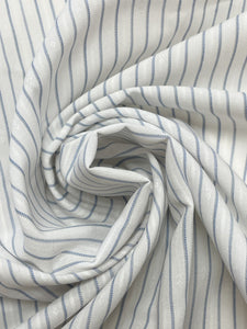 3 1/8 YD Polyester Yarn-Dyed Stripe Shirting Vintage - White with Blue