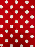 3 5/8 YD Cotton Poly - Red with White Polka Dots