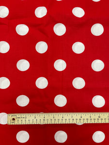 3 5/8 YD Cotton Poly - Red with White Polka Dots