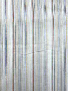 2 1/2 YD Poly Cotton Shirting Yarn-Dyed Stripes - White, Blue, Golden Yellow and Brown