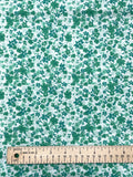 3 1/8 YD Cotton - Green Flowers on White