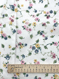 2 7/8 YD Cotton Vintage - Flowers on White