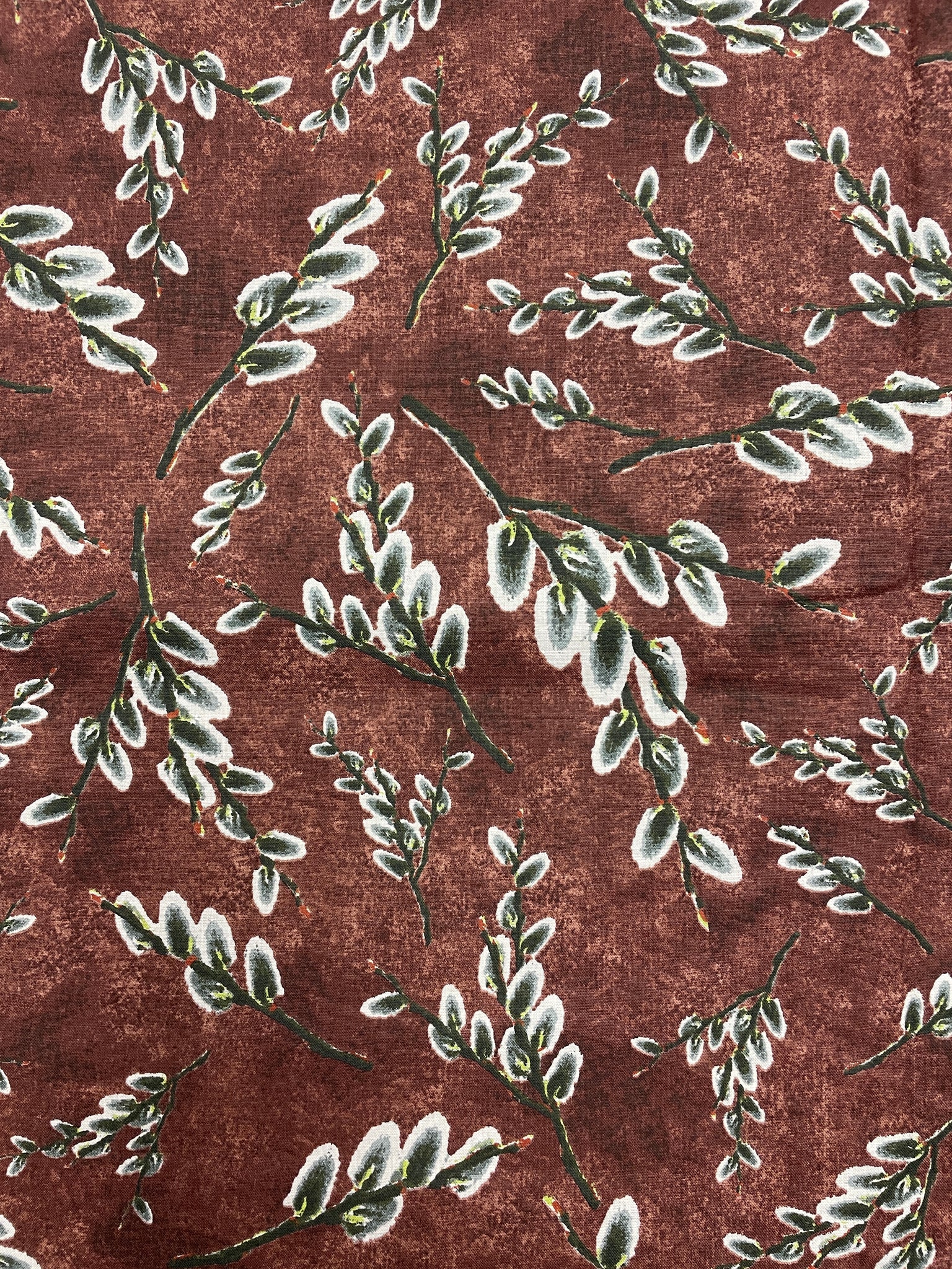 3 YD Quilting Cotton DOUBLE WIDE - Mottled Brown with Pussy Willow Buds