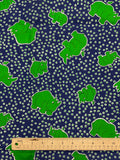 2 7/8 YD Poly/Cotton Vintage - Dark Blue with Green Flowers and Rhinoceros