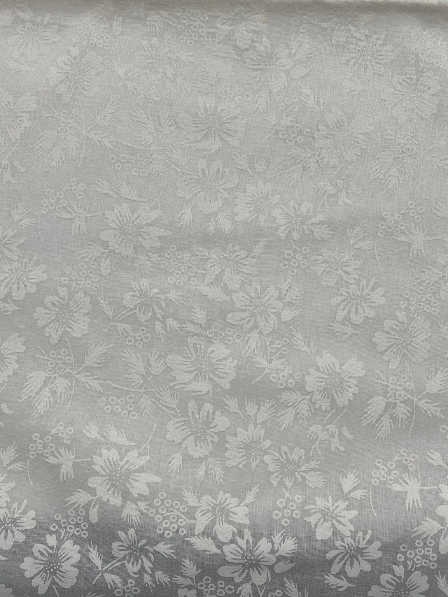 1 1/8 YD Quilting Cotton - White with White Flowers