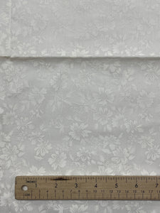 1 1/8 YD Quilting Cotton - White with White Flowers