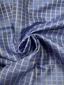 Tie Silk Yarn-Dyed Plaid - Blue and White