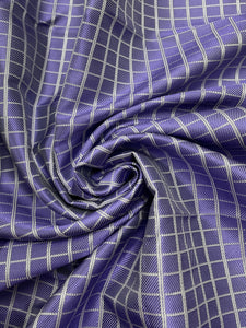 Tie Silk Yarn-Dyed Plaid - Purple and White