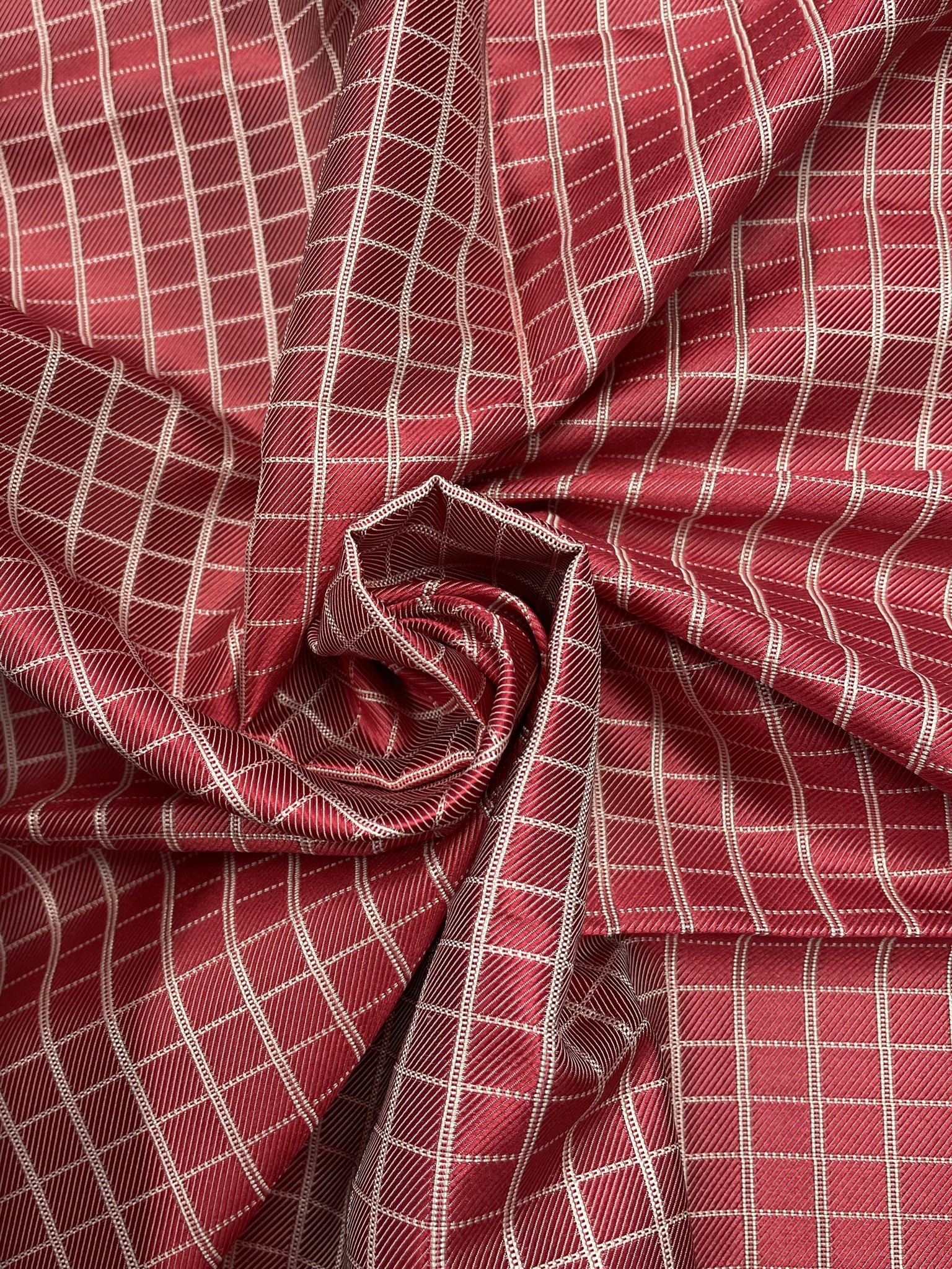 Tie Silk Yarn-Dyed Plaid - Red and White