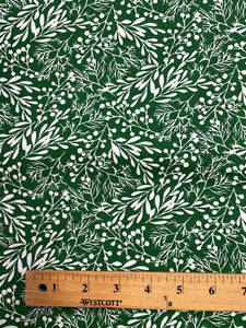 3 YD Quilting Cotton DOUBLE WIDE - Green with White Branches and Berries