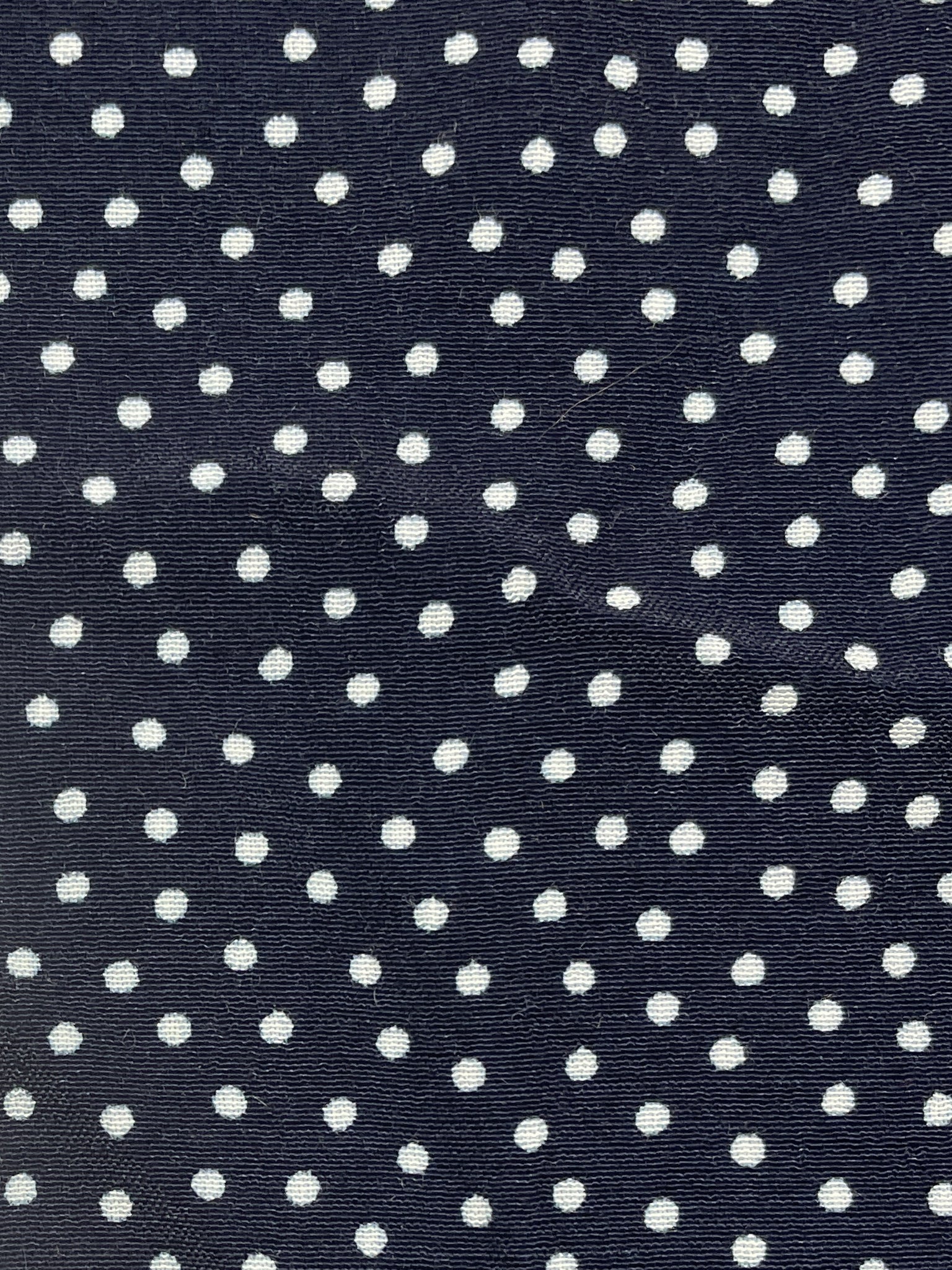 1 1/2 YD Rayon Vintage - Navy Blue with White Polka Dots