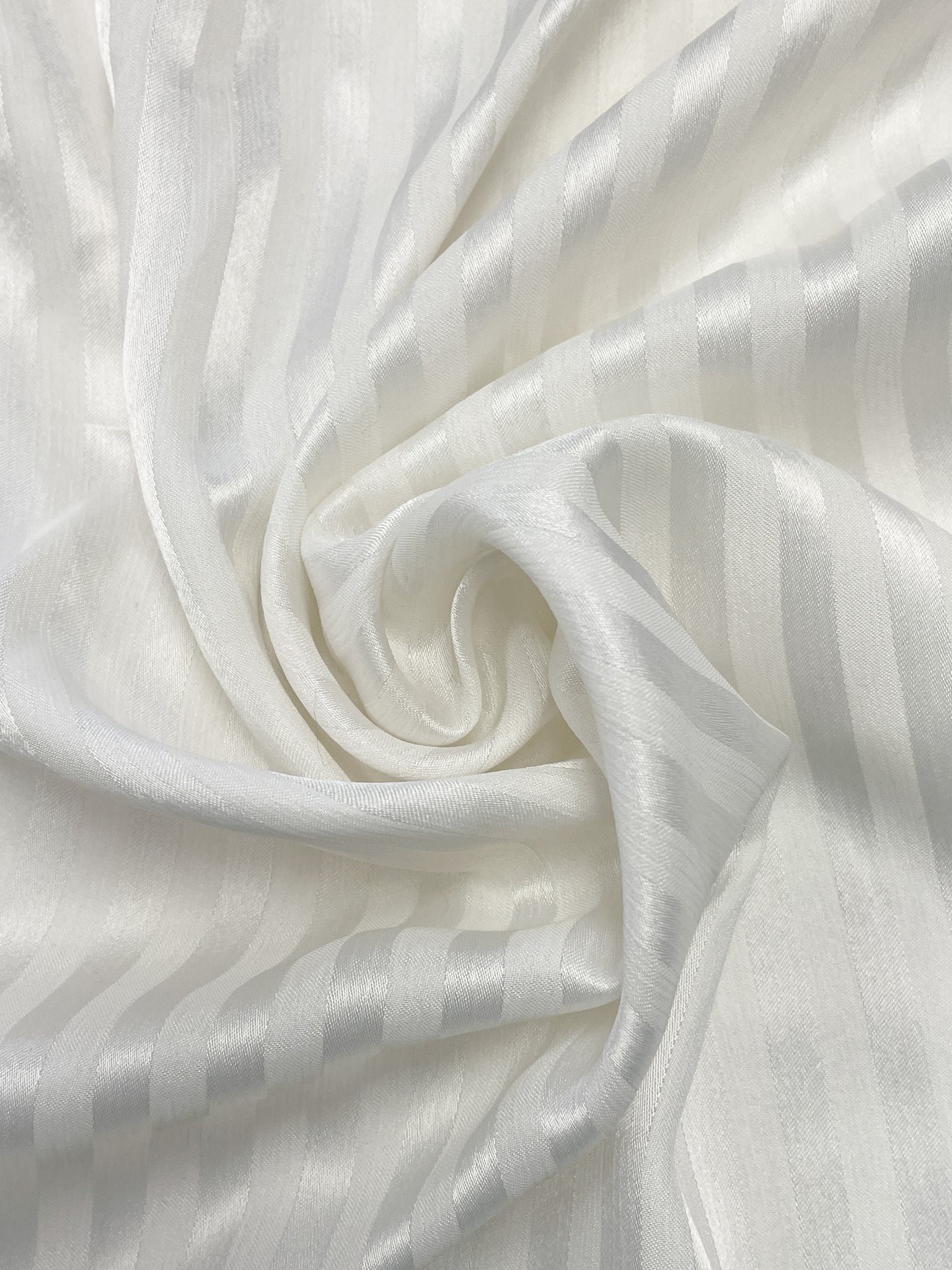 Polyester Self Stripe - Ivory with Ivory Satin Stripes