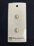 Buttons Plastic Set of 2 Vintage - Pearlescent White with Gold Edge