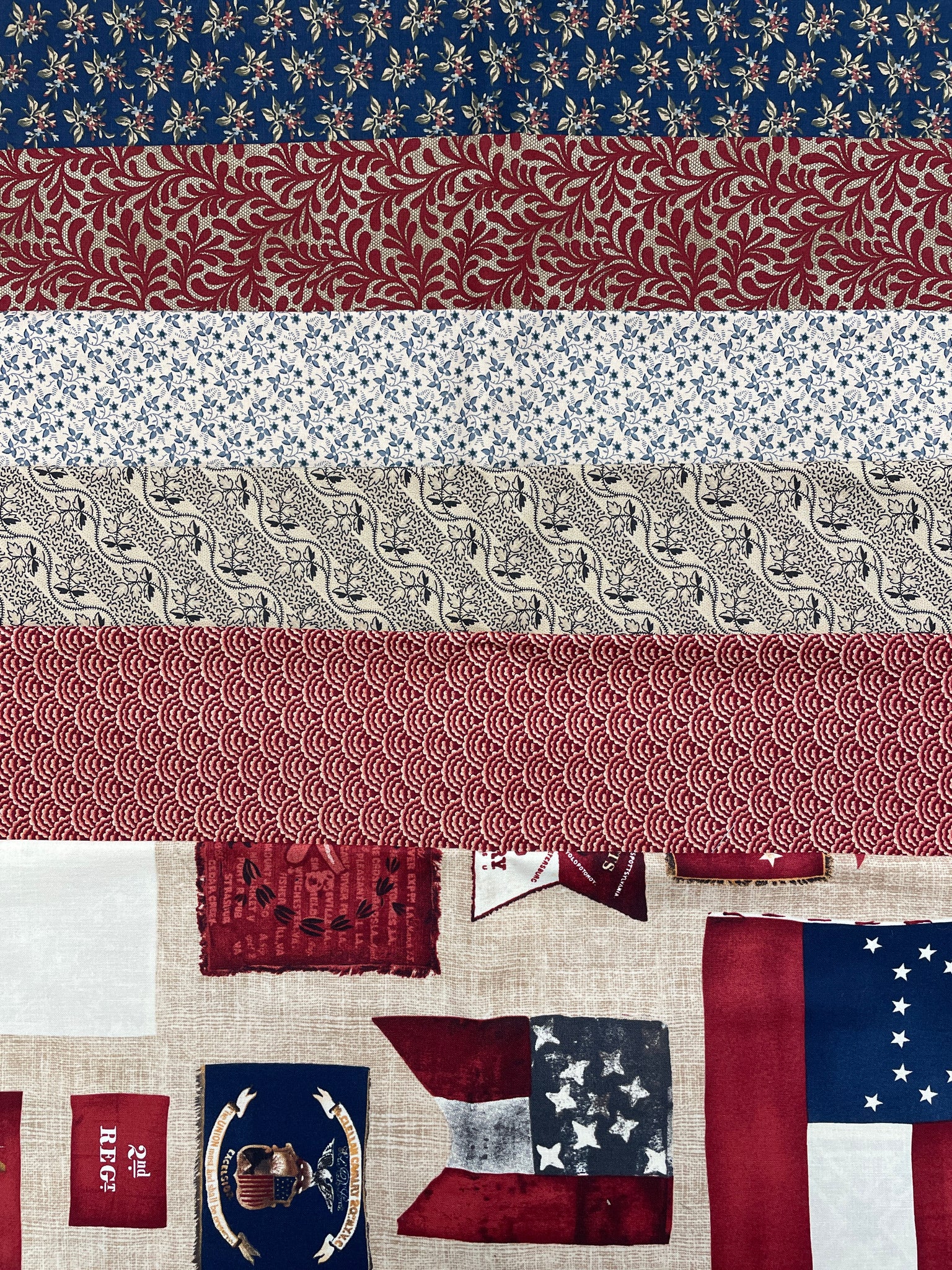 Quilting Cotton Fat Quarter Bundle - Civil War Era Prints