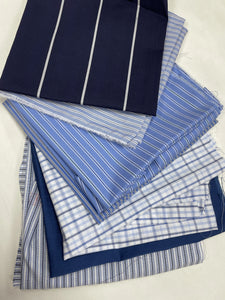 Cotton Shirting Remnant Bundle - Blues 1 Pound