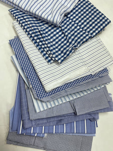 Cotton Shirting Remnant Bundle - Blues 1 Pound