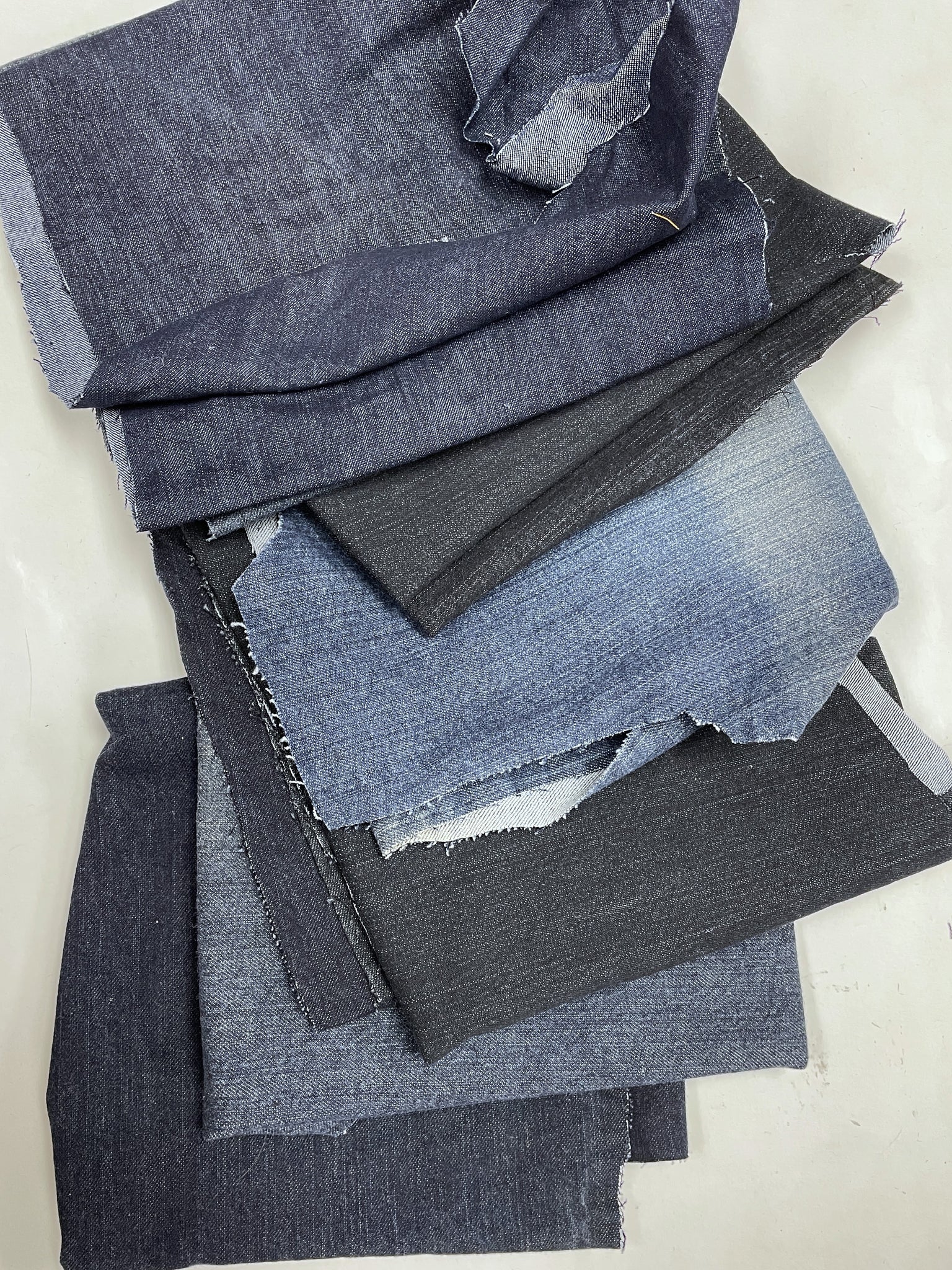 Denim Salvaged Jeans Mystery Scrap Remnant Bundle - 2 POUNDS