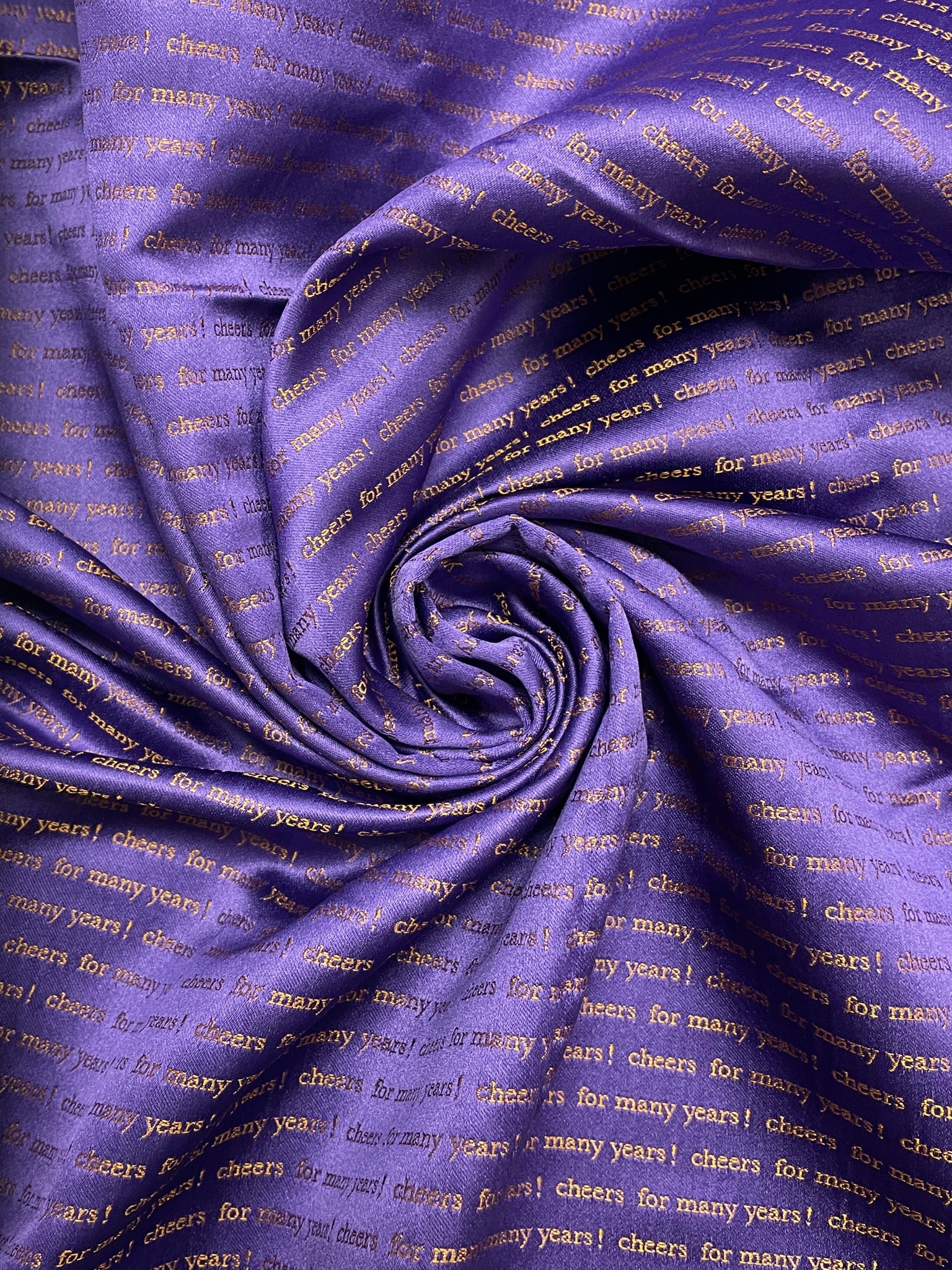 1 5/8 YD Tie Silk - Royal Purple with Burnt Orange Lettering