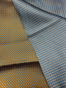 2 1/4 YD Tie Silk - Light Brown with Tiny Blue and Light Gray Diamonds