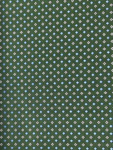 1 1/4 YD Tie Silk - Green with Tiny Blue and Light Gray Diamonds